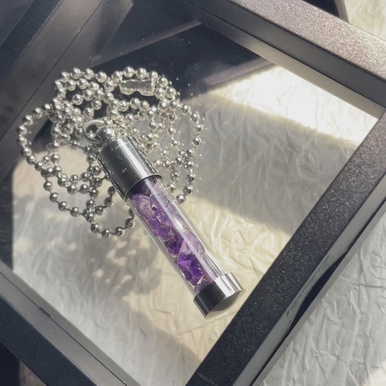 Amethyst necklace symbolizing manifestation and healing, featuring the February birthstone.